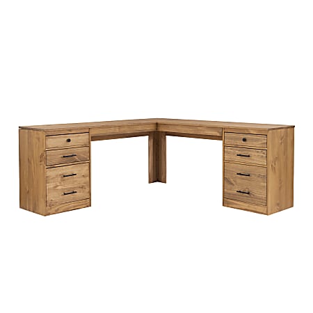 Linon Elema 70-4/5"W L-Shaped Computer Desk, Maple