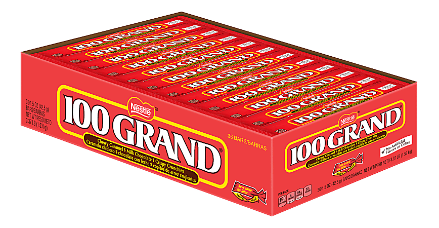 100 Grand Bar Milk Chocolate Bars, 1.5 Oz, Pack Of 36 Bars