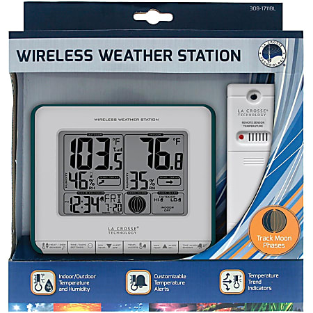 La Crosse Technology Wireless Weather Station Weather Station200 ft Desktop  - Office Depot