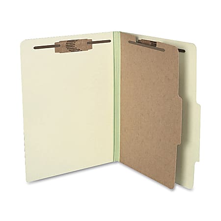 ACCO® Durable Pressboard Classification Folders, Letter Size, 2" Expansion, 1 Partition, 60% Recycled, Leaf Green, Box Of 10
