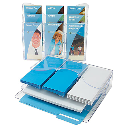 deflecto® 3-Tier Document Organizer w/6 Removable Dividers, 14w x 3.5d x 11.5h, Clear