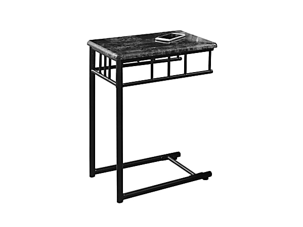 Monarch Specialties Oliver Accent Table, 24"H x 12"W x 18"D, Dark Gray Marble/Charcoal