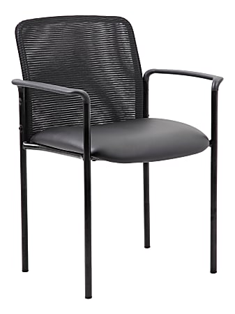 Boss Office Products Caressoft/Mesh Stacking Guest Chair, Black