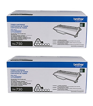 Brother® TN-750 High-Yield Black Toner Cartridges, Pack Of 2 Cartridges