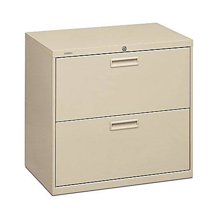 HON® 500 30"W Lateral 2-Drawer File Cabinet, Metal, Putty