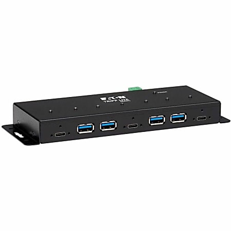Eaton Tripp Lite series 7-Port Industrial-Grade USB 3.1 Gen 2 Hub - 10 Gbps, 4 USB-A & 3 USB-C, 15 kV ESD Immunity, Metal Housing, TAA - U4604A3CIND