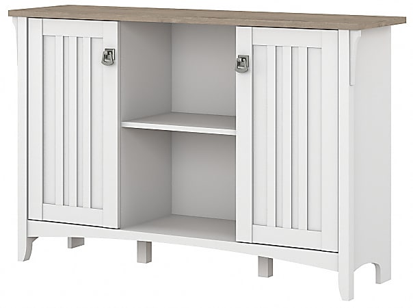 Bush Furniture Salinas Accent Storage Cabinet With Doors, Shiplap Gray/Pure White, Standard Delivery