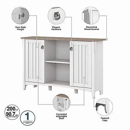 Bush furniture salinas accent storage cabinet with doors sales in antique white