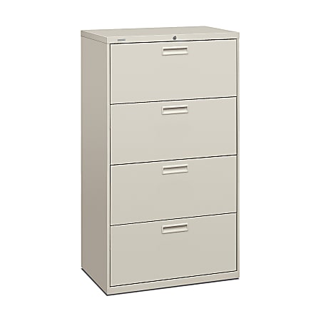 HON® 500 30"W Lateral 4-Drawer File Cabinet, Metal, Light Gray