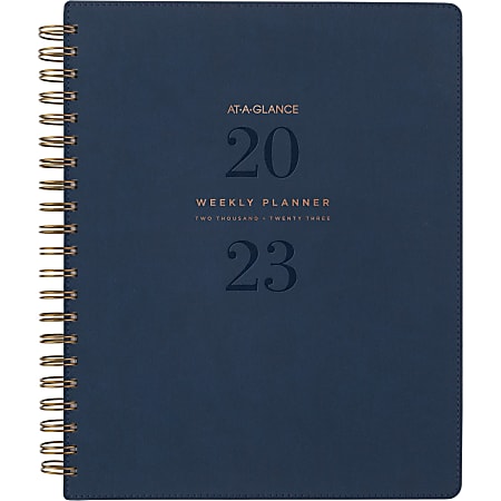 AT-A-GLANCE Signature Collection 2023 RY Weekly Monthly Planner, Navy, Large, 8 1/2" x 11"