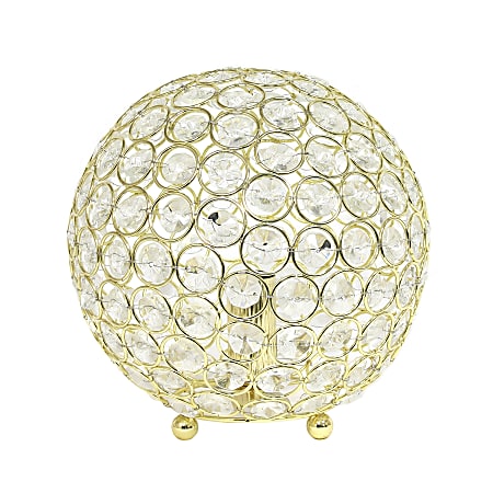 Lalia Home Elipse Glamorous Crystal Orb Table Lamp, 8"H, Gold