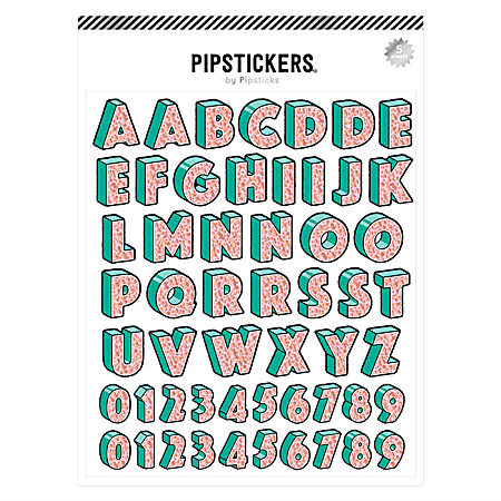 Pipsticks Big Alphabet Stickers, 6" x 7", Effervescent, Pack Of 5 Sheets