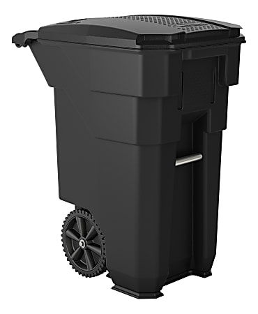 Suncast Commercial Wheeled Square HDPE Trash Can, 50 Gallons, 38-1/2"H x 23-5/16"W x 30"D, Gray