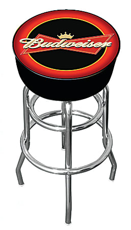 Budweiser® Bowtie Padded Swivel Bar Stool, Red/Chrome