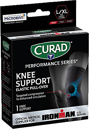 CURAD® Elastic Knee Support With Microban®, Large/X-Large, Black