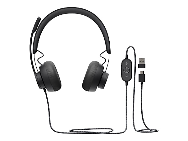 Logitech Zone Headset - Stereo - USB Type C - Wired - 32 Ohm - 20 Hz to 16 kHz - Over-the-head - Binaural - 981000871