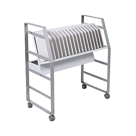 Luxor 16-Tablet Open Charging Cart, 30”H x 27”W x 14-3/4”D, Gray/White