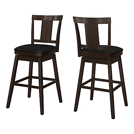 Monarch Specialties Aaron Swivel Barstools With Backs, Black/Espresso, Set Of 2 Barstools