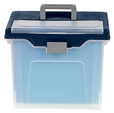 Bankers Box Heavy Duty Portable Storage File Box LetterLegal Size 10 58 x  14 316 x 17 38 ClearBlue - Office Depot