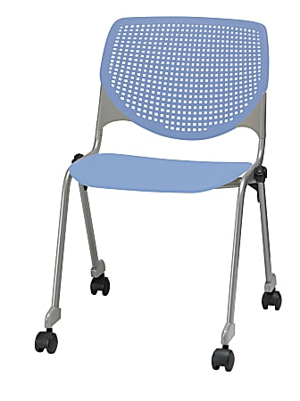 KFI Studios KOOL Stacking Chair With Casters, Peri Blue/Silver