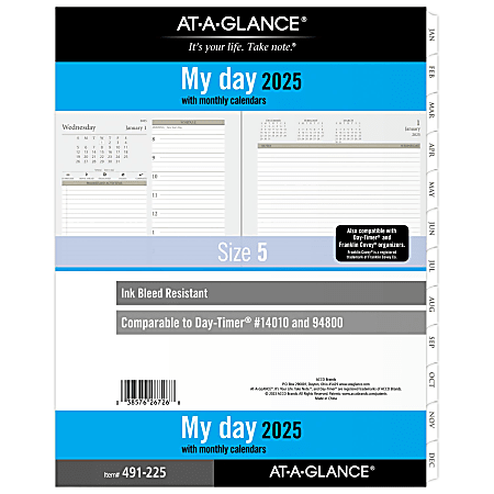 2025 AT-A-GLANCE® Daily Planner Refill, 8-1/2" x 11", Art & Design, January 2025 To December 2025, 491-225