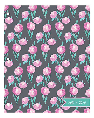 Office Depot® Brand Monthly Academic Planner, 8-1/4" x 10-3/4", Peonies, July 2019 to June 2020