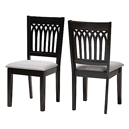 Baxton Studio Genesis Finished Wood Dining Accent Chair, Gray/Dark Brown, Set Of 2 Chairs