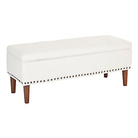 Ave Six Bryant Bench, White Linen/Coffee/Antique Bronze