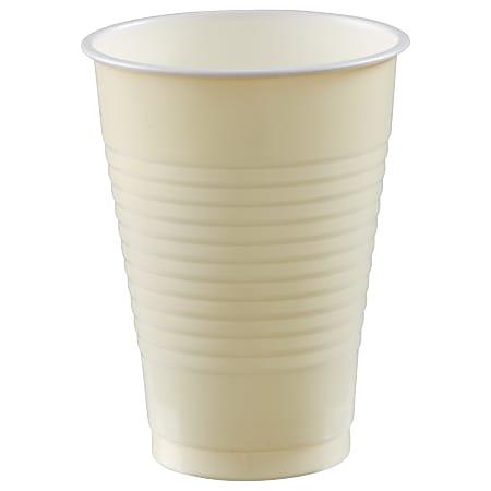 Amscan 436811 Plastic Cups, 12 Oz, Vanilla Crème,
