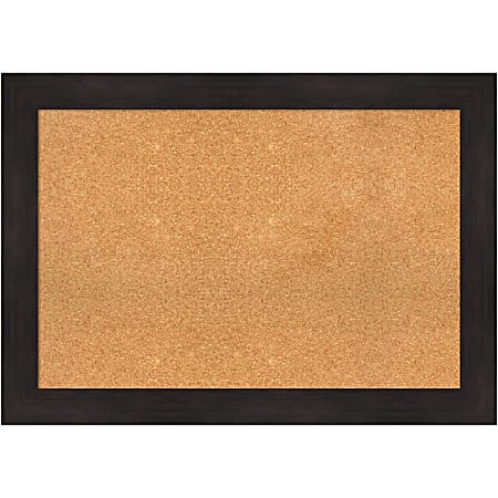 Amanti Art Rectangular Non-Magnetic Cork Bulletin Board, Natural, 42” x 30”, Furniture Espresso Plastic Frame
