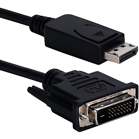 QVS 10ft DisplayPort to DVI Digital Video Cable - First End: 1 x DisplayPort 1.1 Digital Audio/Video - Male - Second End: 1 x DVI Digital Video - Male - Supports up to 1920 x 1200 - Black