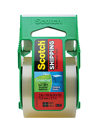 Scotch® Greener Heavy-Duty Shipping & Packaging Tape With Dispenser, 50% Recycled Material, 2" x 19.4 Yd.