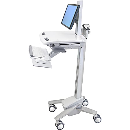 Ergotron StyleView Cart with LCD Pivot - 35 lb Capacity - 4 Casters - Steel, Plastic, Zinc Plated Steel - 50.50" - Gray, White, Polished Aluminum