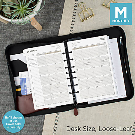 Day-Timer 2021 Monthly Planner Refill 5-1/2" x 8-1/2” Desk Size 4 7-Hole Punch 