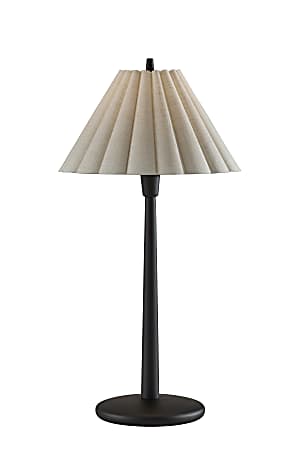 Adesso Scallop Table Lamp, Black/Cream Fabric Shade