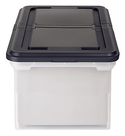 Office Depot Brand Stackable File Tote Box Letter Size 10 710 H x 22 45 D x 13 710 W ClearBlack Office Depot