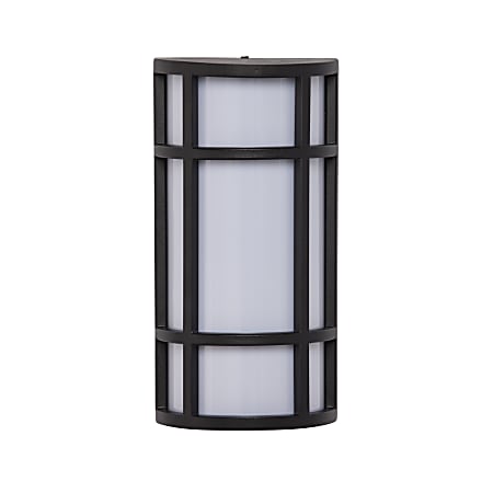 Southern Enterprises Richman Indoor/Outdoor LED Wall Sconce, 6"W, White Shade/Black Base