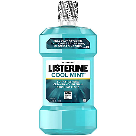 LISTERINE Cool Mint Antiseptic Mouthwash - For Plaque, Bad Breath, Gingivitis - Mint - 1.59 quart - 1 Each LISTERINE Cool Mint Antiseptic Mouthwash - For Plaque, Bad Breath, Gingivitis - Mint - 1.59 quart - 1 Each