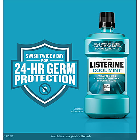 LISTERINE Cool Mint Antiseptic Mouthwash - For Plaque, Bad Breath, Gingivitis - Mint - 1.59 quart - 6 / Carton