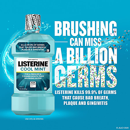 LISTERINE Cool Mint Antiseptic Mouthwash - For Plaque, Bad Breath, Gingivitis - Mint - 1.59 quart - 6 / Carton