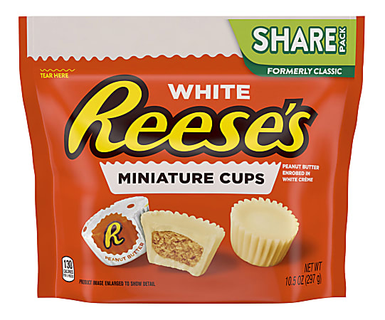 Reese's Miniature White Peanut Butter Cups, 10.5 Oz Bag, Pack Of 3 Bags