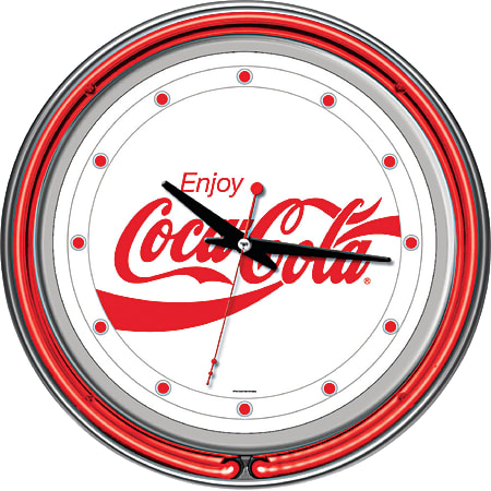 Trademark Global Coca-Cola Neon Clock, 14" Diameter, Enjoy Coke, 2 Neon Rings