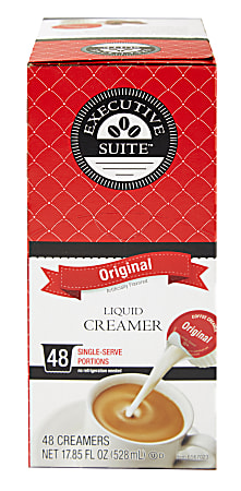 Executive Suite® Liquid Coffee Creamer, Original Flavor, 0.38 Oz Single Serve, Box Of 48