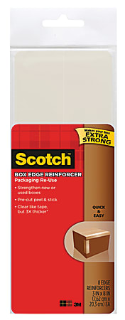 Scotch® Packaging Re-Use Heavy-Duty Box Edge Reinforcers, 3" x 8", Pack Of 8