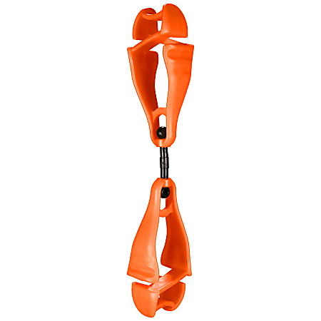 Ergodyne Squids 3420 Swiveling Dual-Clip Glove Holders, 5-1/2", Orange, Set Of 6 Holders