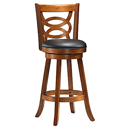 Monarch Specialties Amelia Barstools, Black/Dark Oak, Set Of 2 Stools