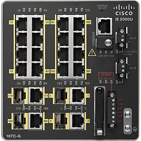 Cisco IE-2000-16TC-G-E Ethernet Switch - 20 Ports - Manageable - Fast Ethernet, Gigabit Ethernet - 10/100Base-TX, 10/100/1000Base-T - 2 Layer Supported - 4 SFP Slots - Twisted Pair - Desktop, Rail-mountable - 1 Year Limited Warranty