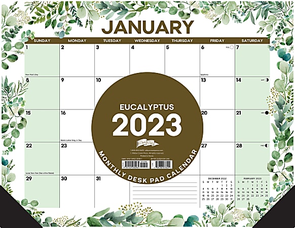 Willow Creek Press Monthly Desk Pad Calendar 17 x 22 Eucalyptus Succulents  January To December 2023 - Office Depot