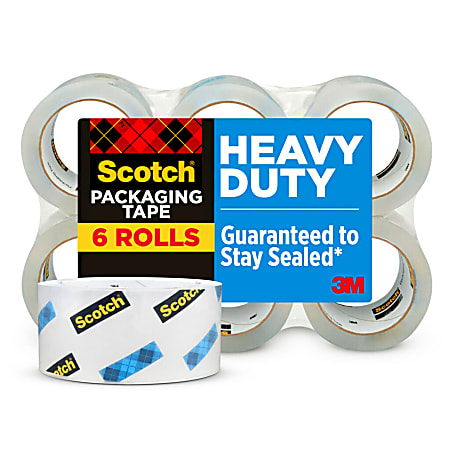 Scotch Heavy Duty Shipping Packing Tape, 6 Tape Rolls, 1 7/8 in x 43.7 yd, 3" Core, Designed for Packing, Shipping and Mailing, Guaranteed to Stay Sealed, Clear