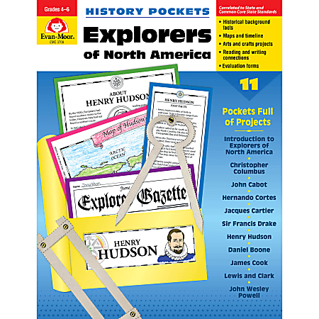 Evan-Moor® History Pockets, Explorers Of North America, Grades 4-6